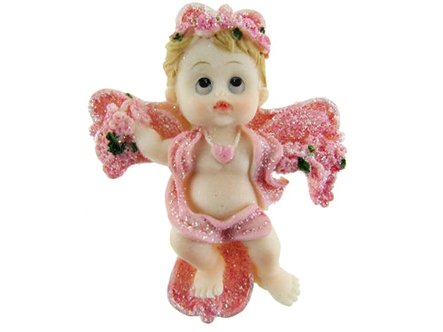 Load image into Gallery viewer, CLEARANCE - 3.5&quot; Cherub Angel on a Cross Magnet Favor (12 Pcs)
