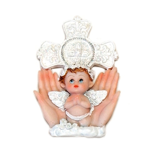CLEARANCE - 3.5" Praying Angel In Palm of Hand Magnet Favor (12 Pcs)