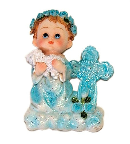 Load image into Gallery viewer, 3.25&quot; Child w/ Sheep &amp; Cross Magnet Favor - LARGE (12 Pcs)
