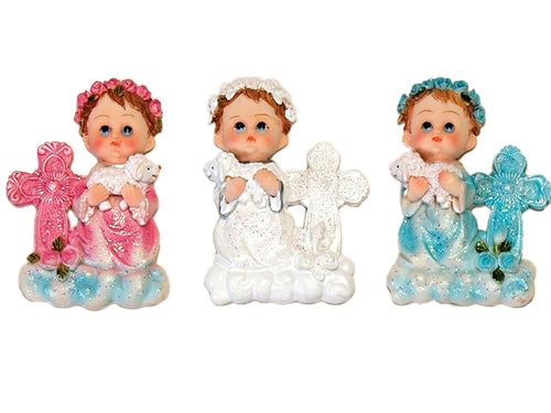 Load image into Gallery viewer, 3.25&quot; Child w/ Sheep &amp; Cross Magnet Favor - LARGE (12 Pcs)
