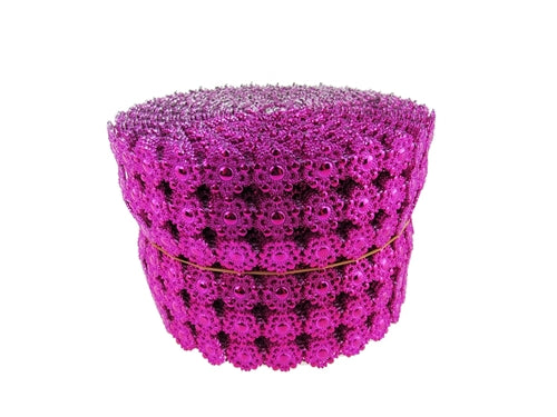 Load image into Gallery viewer, 4.75&quot; FLOWER Diamond Mesh Ribbon Roll (Customizable) (10 Yards)
