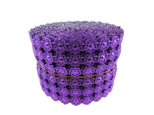 Load image into Gallery viewer, 4.75&quot; FLOWER Diamond Mesh Ribbon Roll (Customizable) (10 Yards)
