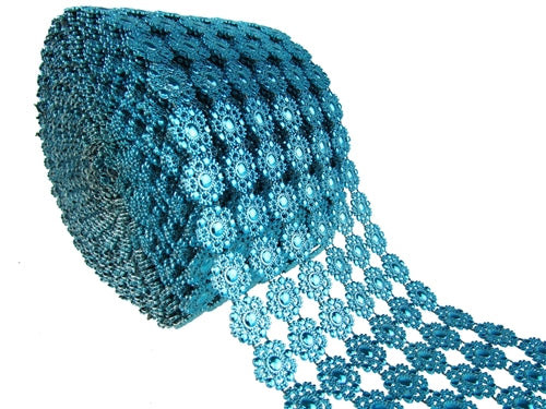 Load image into Gallery viewer, 4.75&quot; FLOWER Diamond Mesh Ribbon Roll (Customizable) (10 Yards)
