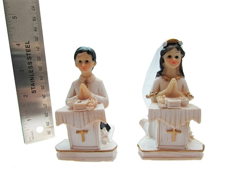 4" Communion Figurines Praying on Altar - Poly Resin