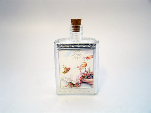 Load image into Gallery viewer, 3.25&quot; Glass Holy Water Bottle Favor - Baby Baptism (12 Pcs)
