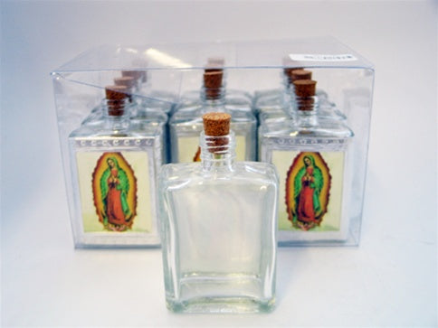 Botella de vidrio para agua bendita de 3.25" - Guadalupe (12)