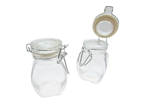 Load image into Gallery viewer, 3.5&quot; Mini Glass Favor Jar with Clamp Lid #3 (12 Pcs)
