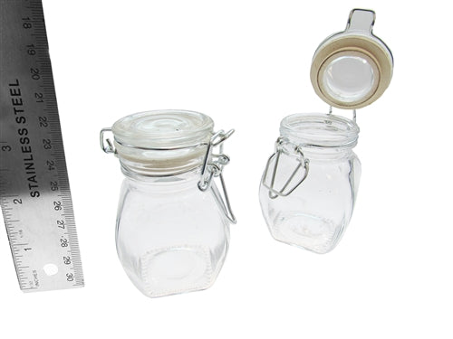 Mini tarro de cristal de 3.5 in con tapa de abrazadera n.° 3 (12)