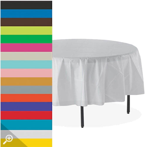 Load image into Gallery viewer, 84&quot; Round Plastic Table Cover (1 Pc)
