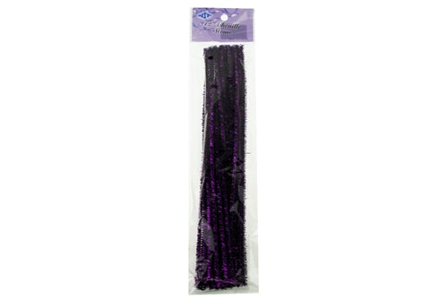 NST 12 Wired Craft Metallic Chenille Stems - Pipe Cleaners (25 Pcs) Purple
