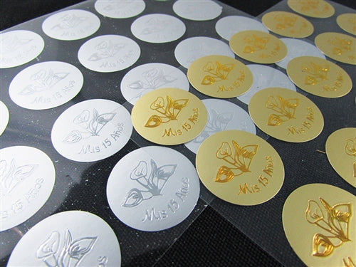 Metallic Embellishment Stickers Seals - Mis 15 Anos (100 Pack)