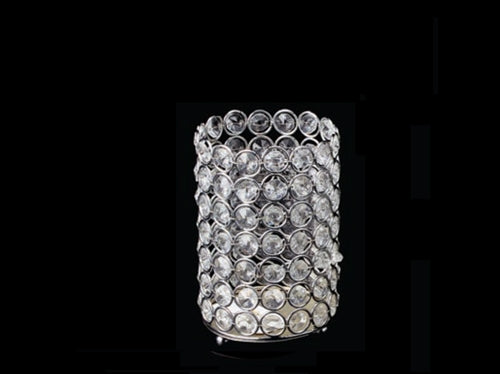 6" Designer Crystal Pillar Candle Holder (1 Pc)