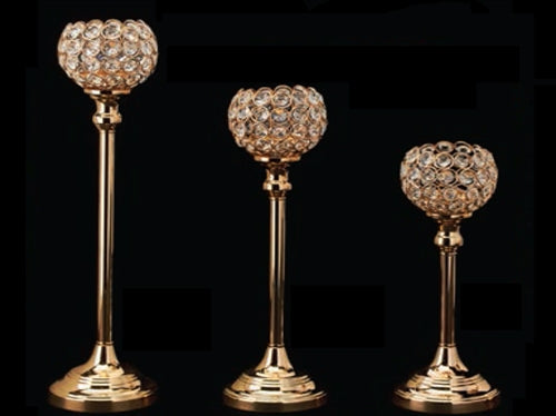 Designer Crystal Ball Candle Holder Set of 3 (1 Set)