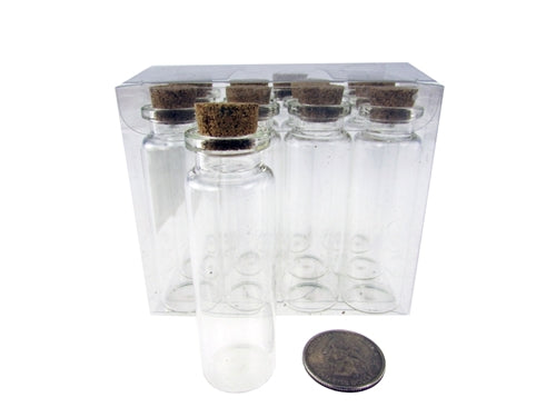 Vial de botella de vidrio de 3" con corcho (12)