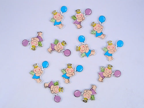 Miniature WOODEN Angel w/ Balloon Charms #1 (6 Pc)