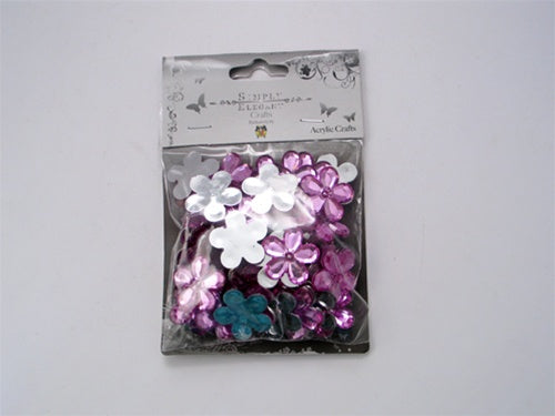 7/8" Acrylic Embellishments - Flower Design (Approx. 55)