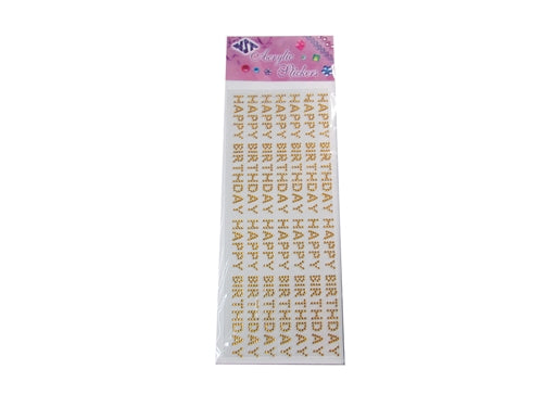 .50" Acrylic "BLING" Stickers - Happy Birthday (14 Pcs)