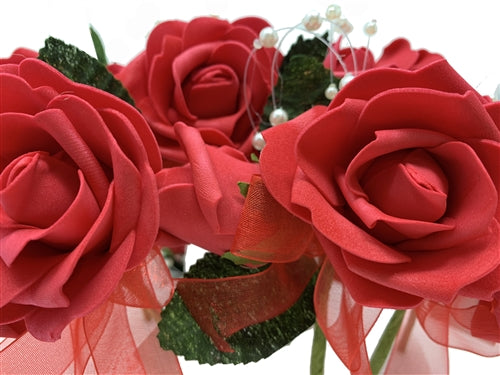 6" Foam Rose w/ Pearls Corsage (12 Pcs)