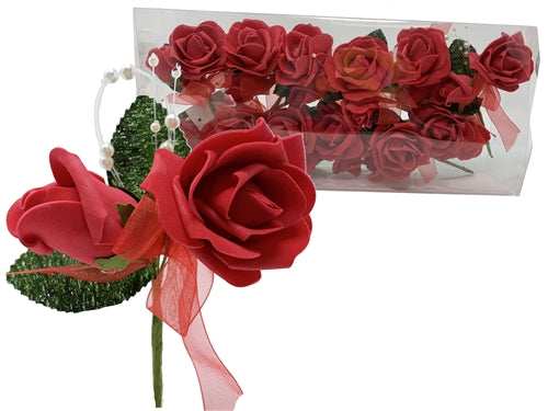 Load image into Gallery viewer, 6&quot; Foam Rose w/ Pearls Corsage (12 Pcs)
