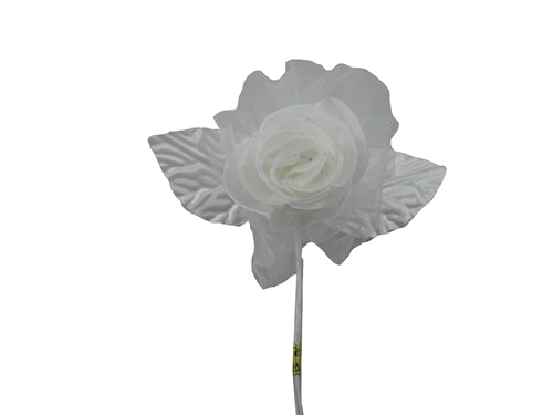 Single Satin Rose Flowers w/ Organza (12 Pcs)