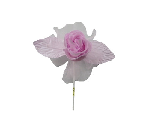 Single Satin Rose Flowers w/ Organza (12 Pcs)