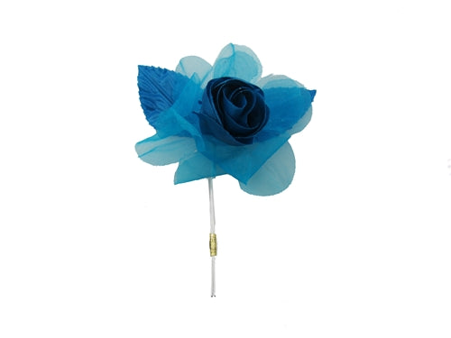 Flores de rosas de raso individuales con organza (12)