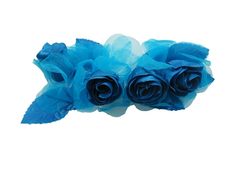 Flores de rosas de raso individuales con organza (12)