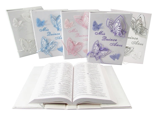Premium Satin SPANISH BIBLE - MIS QUINCE ANOS - Butterfly (1 Pc)