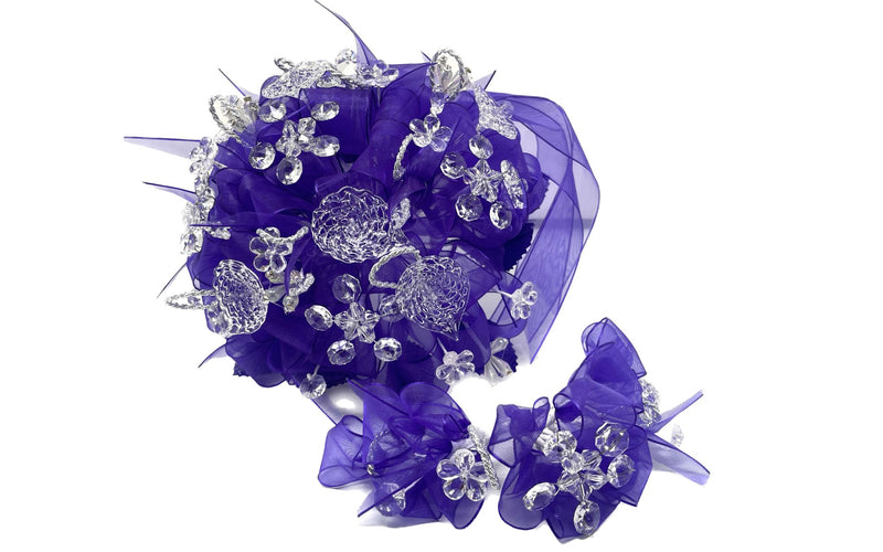 Load image into Gallery viewer, Round Artificial Bouquet w/ Acrylic Flowers #4 - 2 Piece Set (Medium Size) (1 Set)
