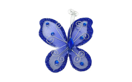 Mariposas transparentes de 3" con borde alambrado BRILLANTE (12)