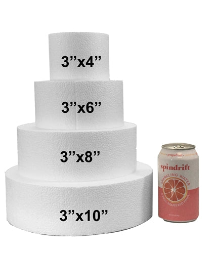 Round 3" Foam Dummy Cakes Set by 4", 6", 8", 10" (Set of 4 )