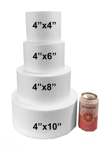 Round 4" Foam Dummy Cakes Set by 4", 6", 8", 10" (Set of 4 )