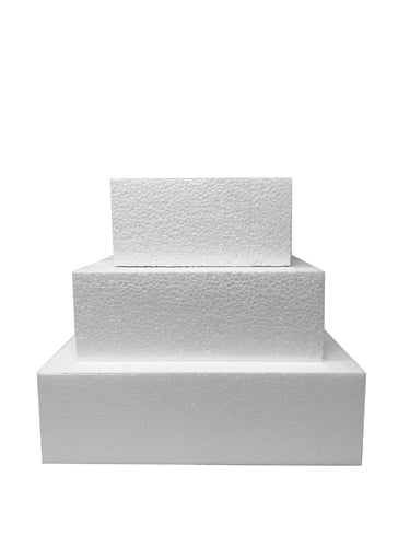 SQUARE 3" Foam Dummy Cakes Set by 6", 8", 10" (Set of 3 )