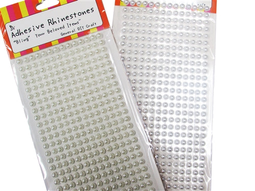 6mm Acrylic "BLING" Rhinestone Half Pearl Stickers (1 Set)