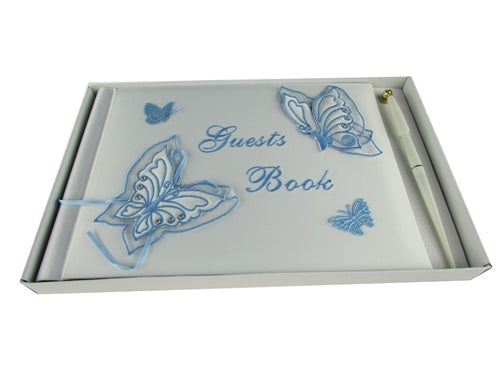 Load image into Gallery viewer, Premium Satin Embroidered - &quot;GUESTS BOOK&quot; w/ Pen - Butterfly Design(1 Pc)
