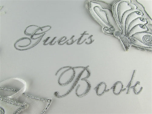 Load image into Gallery viewer, Premium Satin Embroidered - &quot;GUESTS BOOK&quot;  w/ Pen  - Butterfly Design(1)
