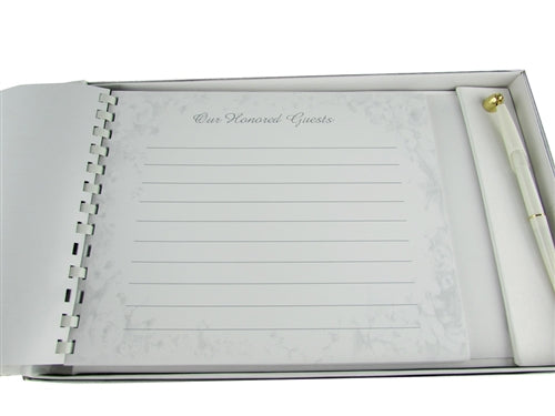 Load image into Gallery viewer, Premium Satin Embroidered - &quot;GUESTS BOOK&quot; w/ Pen - Butterfly Design(1 Pc)
