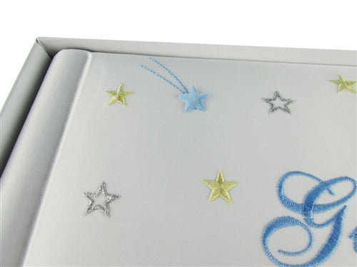 Premium Satin Embroidered  "GUESTS BOOK"  w/ Pen - Stars Design (1)