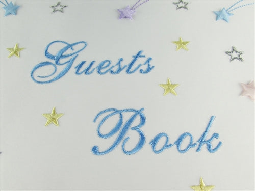 Load image into Gallery viewer, Premium Satin Embroidered  &quot;GUESTS BOOK&quot;  w/ Pen - Stars Design (1)
