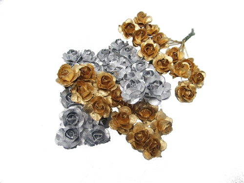 Small Paper Flowers - Gold/Silver (96 Pcs)