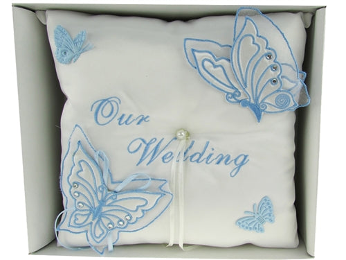 Load image into Gallery viewer, Premium Wedding Tiara &amp; Ring Pillow - Butterfly Design (1 Pc)
