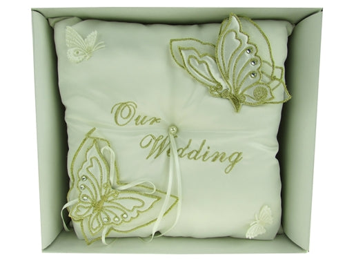 Load image into Gallery viewer, Premium Wedding Tiara &amp; Ring Pillow - Butterfly Design (1 Pc)
