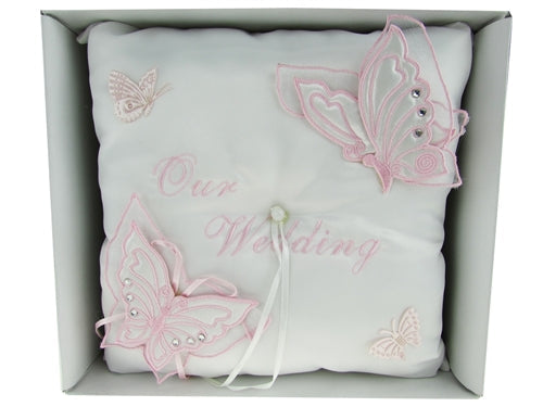 Load image into Gallery viewer, Premium Wedding Tiara &amp; Ring Pillow - Butterfly Design (1 Pc)
