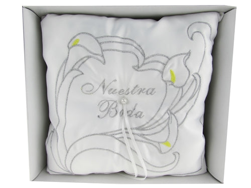 Load image into Gallery viewer, Premium - &quot;WEDDING&quot; - Tiara &amp; Ring Pillow - Calla Lily Design (1 Pc)

