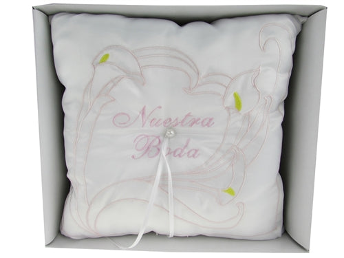 Load image into Gallery viewer, Premium - &quot;WEDDING&quot; - Tiara &amp; Ring Pillow - Calla Lily Design (1 Pc)
