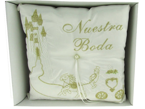 Load image into Gallery viewer, Premium - &quot;WEDDING&quot; - Tiara &amp; Ring Pillow - Cinderella Design (1 Pc)
