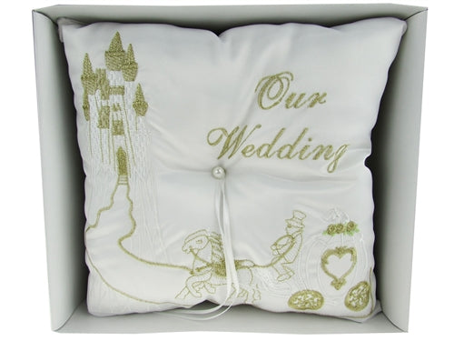 Load image into Gallery viewer, Premium - &quot;WEDDING&quot; - Tiara &amp; Ring Pillow - Cinderella Design (1 Pc)
