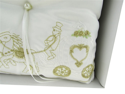 Premium - "WEDDING" - Tiara & Ring Pillow - Cinderella Design (1 Pc)