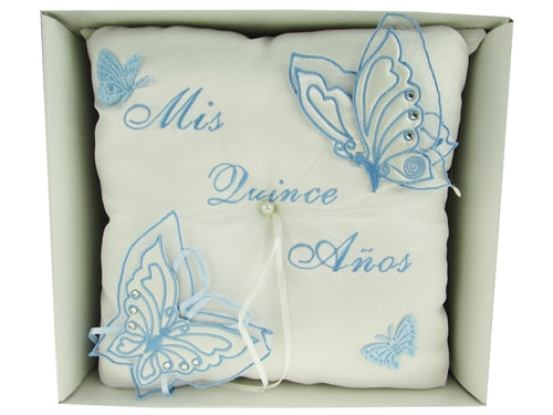 Premium MIS QUINCE ANOS Tiara Pillow - Butterfly Design (1 Pc)