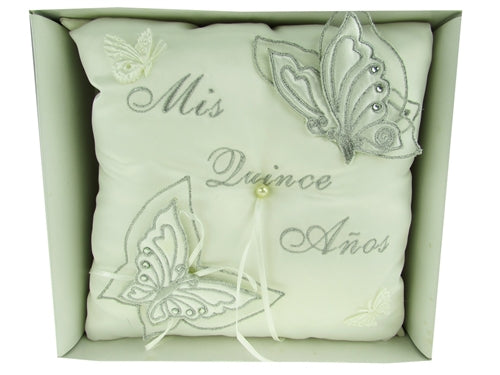 Premium MIS QUINCE ANOS Tiara Pillow - Butterfly Design (1 Pc)